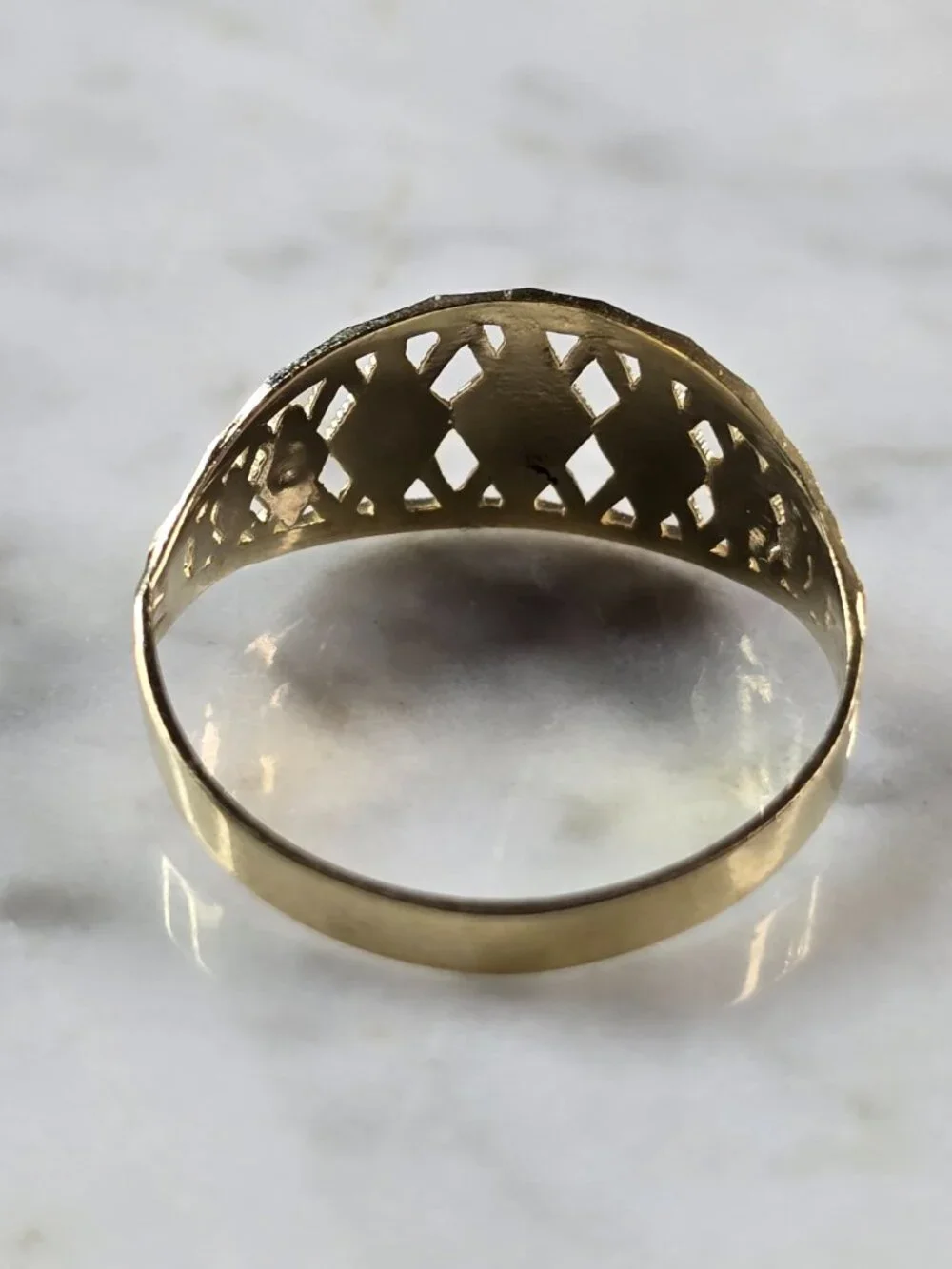 Womens 10K Yellow Gold Modernist Filigree Ring 1.4g E7940